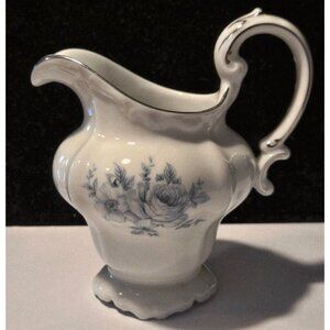 Vintage Blue Bouquet Platinum porcelain pitcher by Johann Haviland